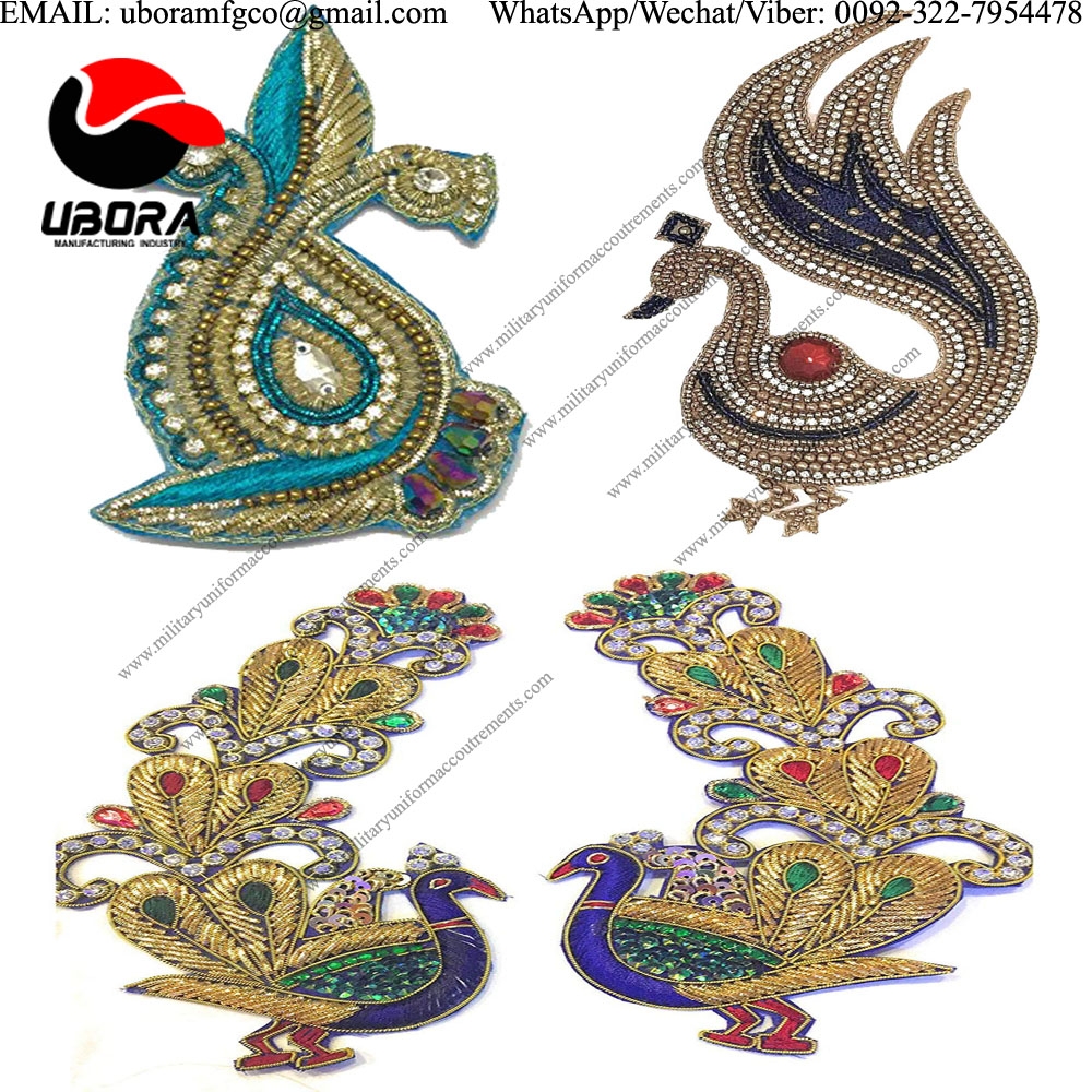 bullion wire Peacock Design Patches for Blouse,Saree bullion wire ,Dress military